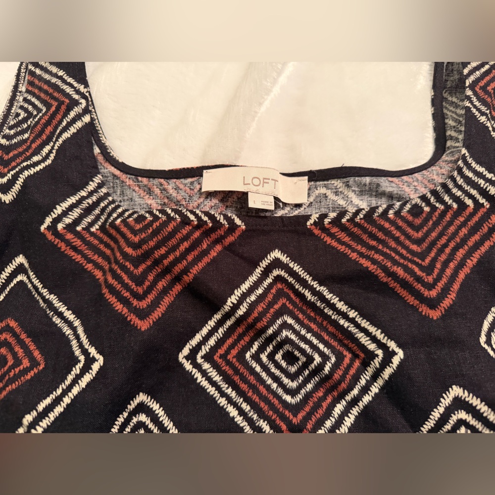 The Loft Geometric Patterned Black and Brown Women's Top - Picture 7 of 10